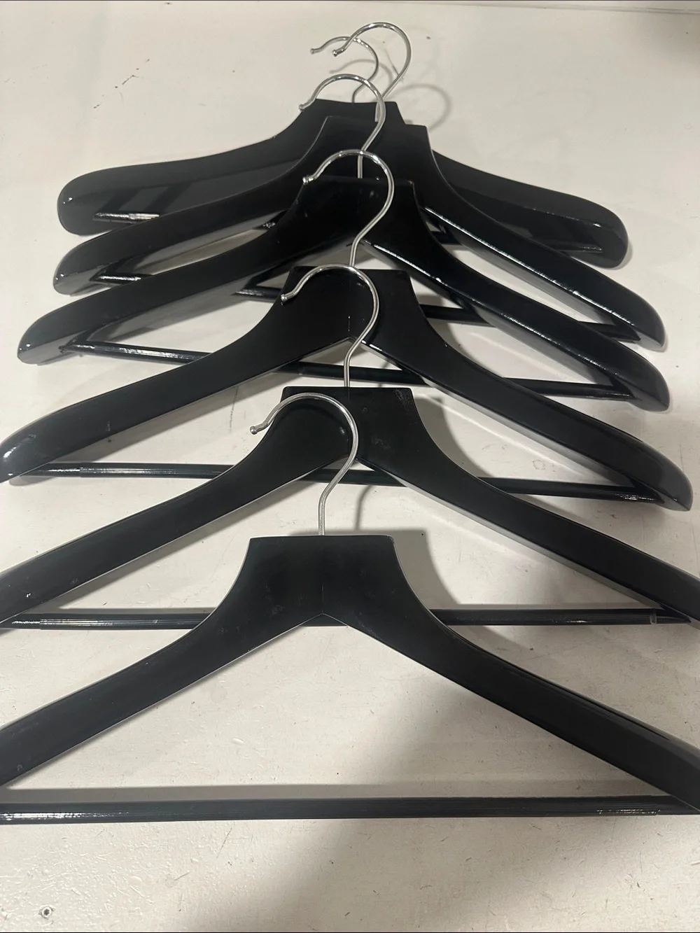 Black Wooden Suit Hangers with Metal Bar - Set of 6